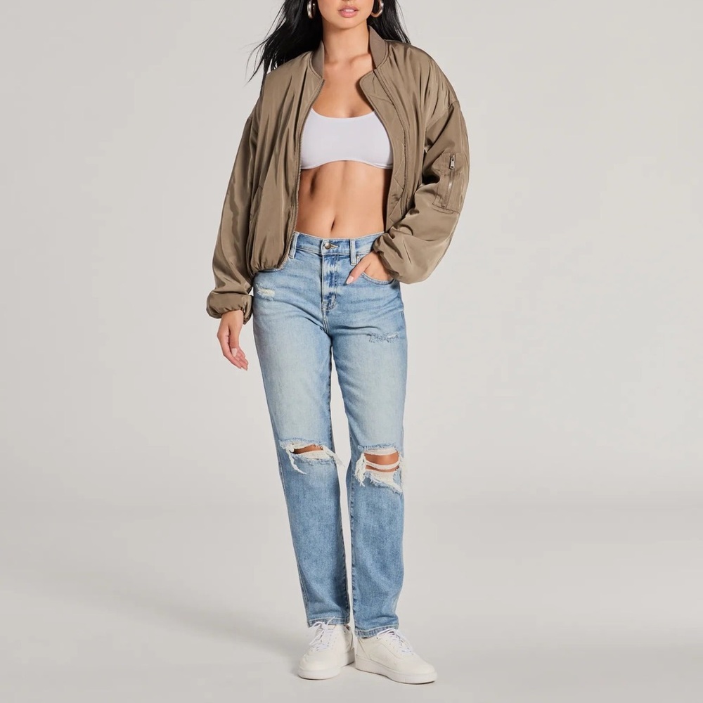 Eunina‎ Rocky High Rise Boyfriend Distressed Denim Jeans